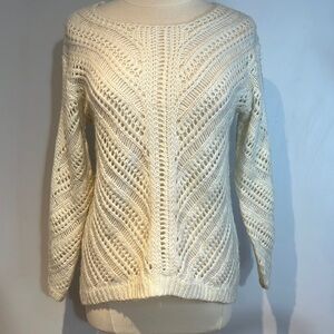 DEX open weave , crochet style pull over sweater in cream size medium